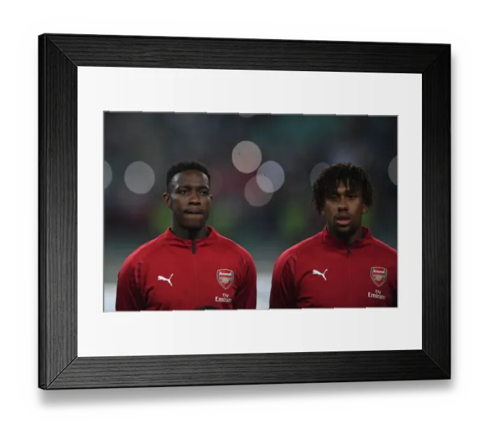 Framed Print : Arsenal Duo Alex Iwobi and Danny Welbeck Before UEFA Europa League Match vs Qarabag, Baku 2018
