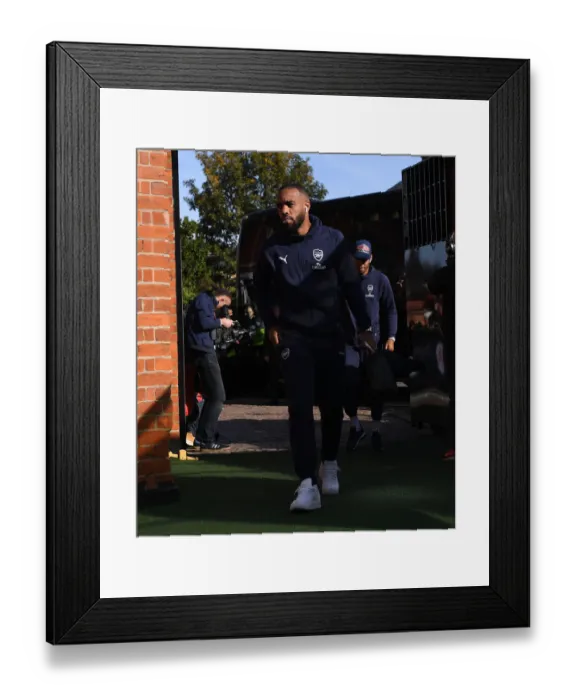 Framed Print : Alex Lacazette Arrives at Craven Cottage Ahead of Fulham vs. Arsenal Premier League Clash