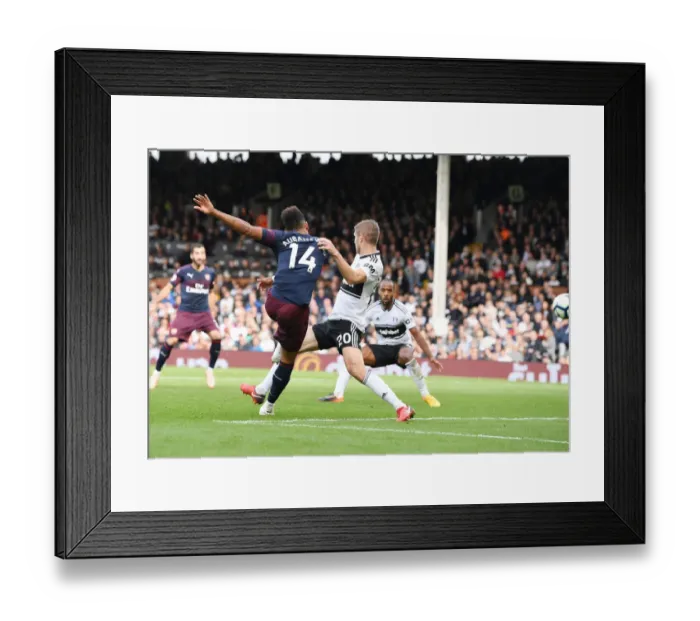Framed Print : Pierre-Emerick Aubameyang Scores Third Goal: Fulham vs. Arsenal, Premier League 2018-19