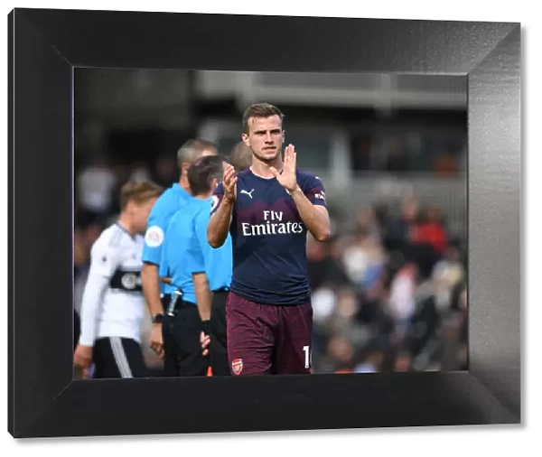 Rob Holding Celebrates with Arsenal Fans after Fulham Victory, 2018-19 Premier League