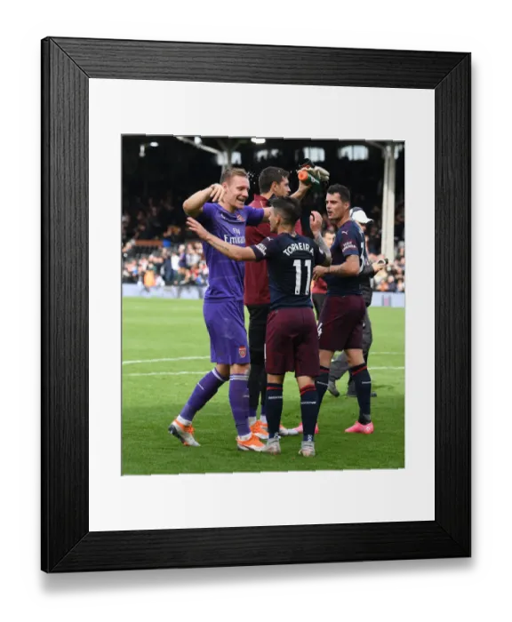 Framed Print : Celebration Moment: Torreira and Leno of Arsenal Framed Print : Celebration Moment: Torreira and Leno of Arsenal