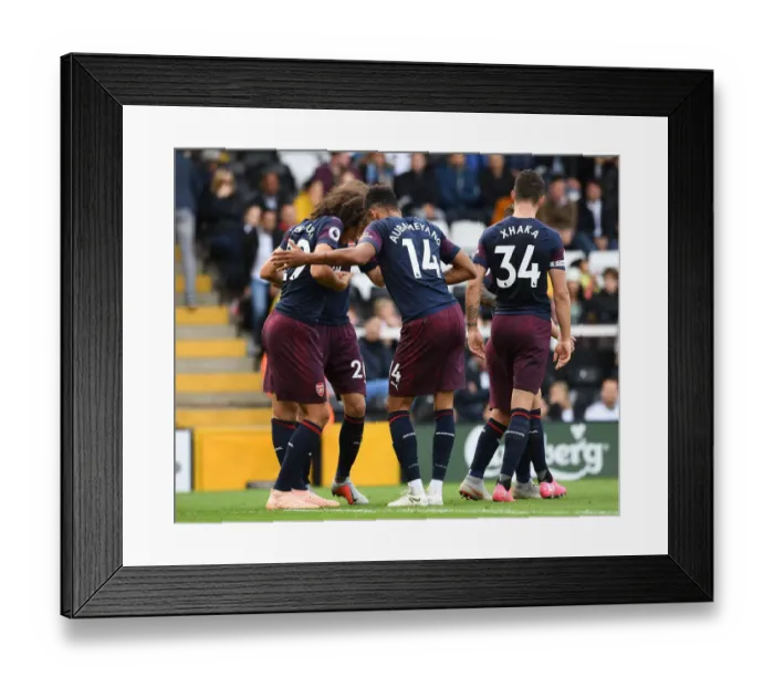 Framed Print : Five-Star Aubameyang and Guendouzi: Arsenal's Unstoppable Duo in Dominant Performance against Fulham (2018-19)