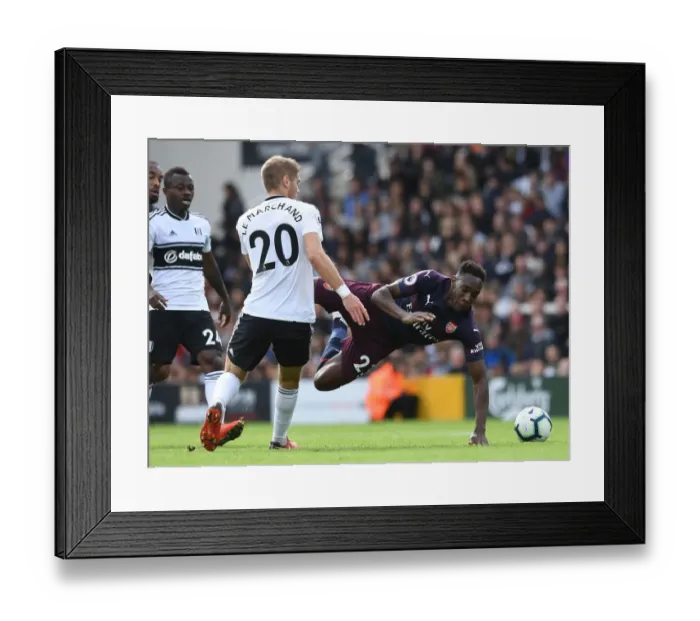 Framed Print : Fulham's Le Marchand Fouls Arsenal's Welbeck: Premier League 2018-19