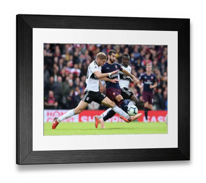 Framed Print : Mkhitaryan Faces Off Against Seri and Le Marchand: Fulham vs Arsenal, Premier League 2018-19