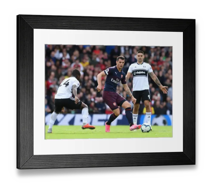 Framed Print : Granit Xhaka: Arsenal Midfielder in Action vs. Fulham, Premier League 2018-19