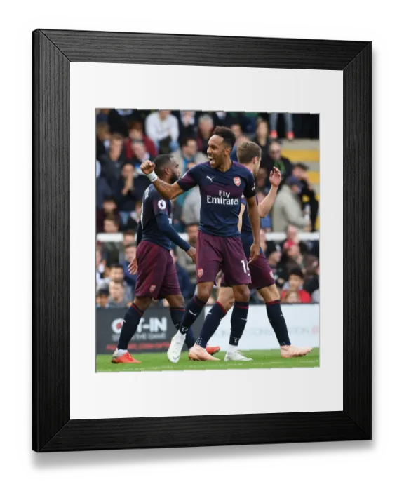 Framed Print : Five-Goal Blitz: Aubameyang's Dominant Display against Fulham (2018-19) Framed Print : Five-Goal Blitz: Aubameyang's Dominant Display against Fulham (2018-19)