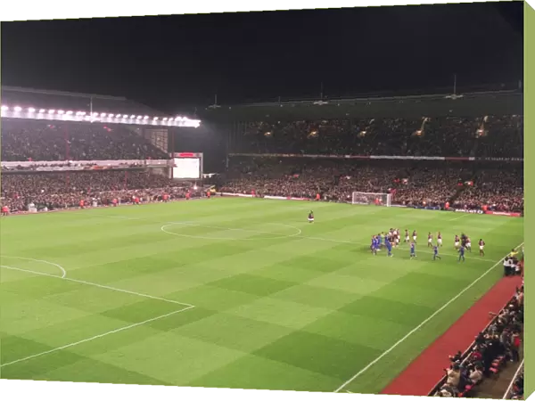 Arsenal Stadium, the teams walk out onto the pitch, photographed from the South East corner