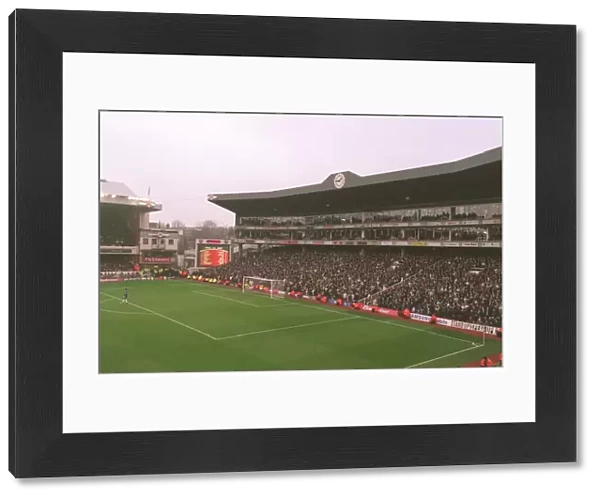 The Clock End, Arsenal Stadium during the match, photographed from the TV Gantry