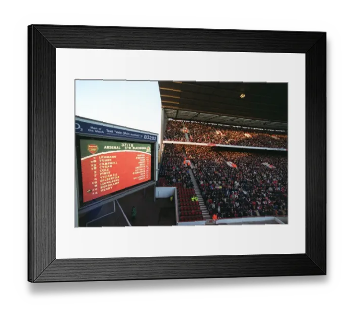 Framed Print : The Jumbo Tron in the North West corner and the North Bank Stand Framed Print : The Jumbo Tron in the North West corner and the North Bank Stand