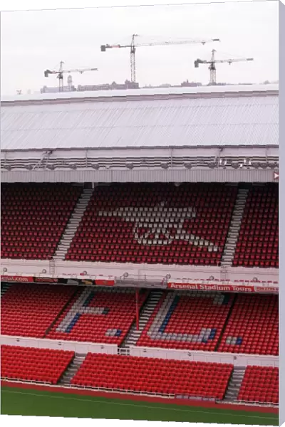 The West Stand showing the cranes at the New Stadium
