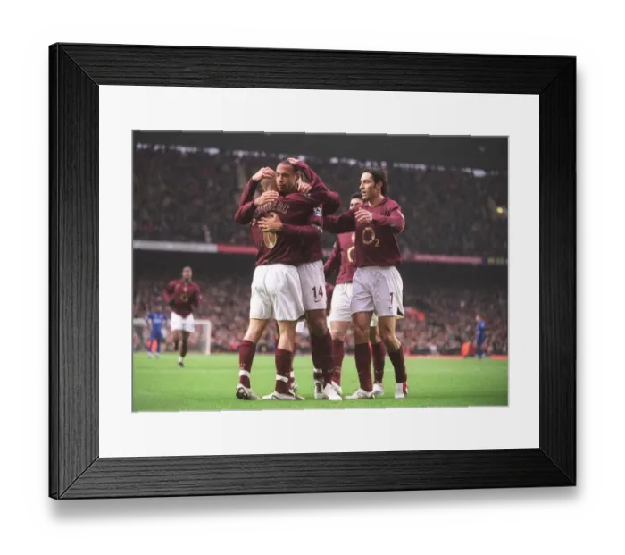 Framed Print : Arsenal's Unforgettable 7-0 Victory: Thierry Henry and Freddie Ljungberg's Historic Celebration at Highbury Framed Print : Arsenal's Unforgettable 7-0 Victory: Thierry Henry and Freddie Ljungberg's Historic Celebration at Highbury