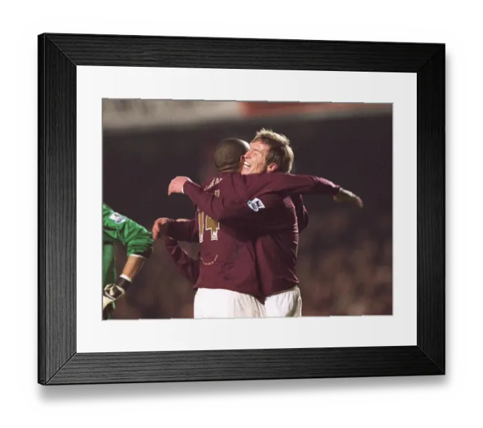 Framed Print : Alex Hleb celebrates scoring Arsenals 7th goal with Thierry Henry Framed Print : Alex Hleb celebrates scoring Arsenals 7th goal with Thierry Henry