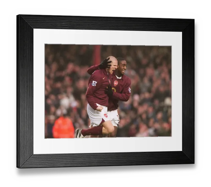 Framed Print : Philippe Senderos celebrates scoring Arsenals 2nd goal with Johan Djourou