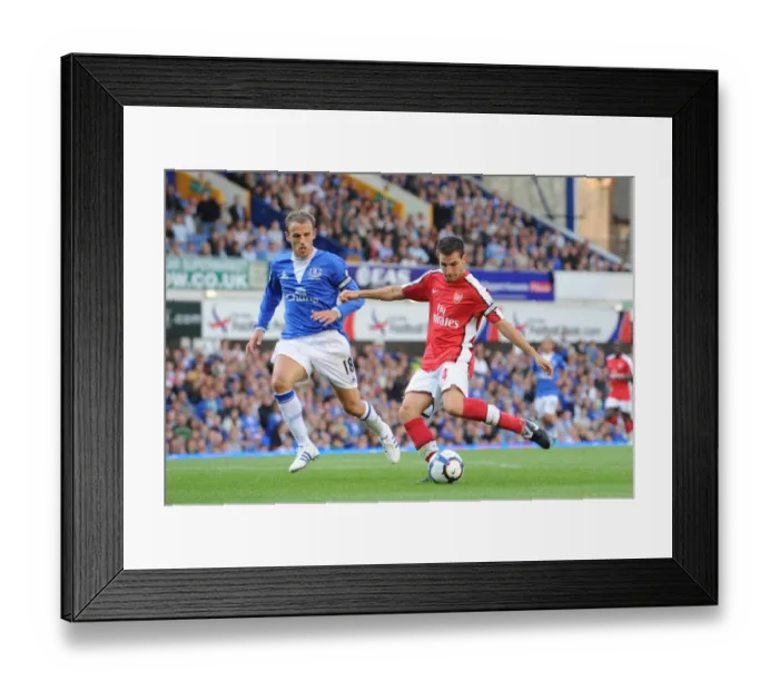 Framed Print : Fabregas Scores Stunner: Arsenal Crush Everton 6-1 (Cesc Fabregas vs Phil Neville) Framed Print : Fabregas Scores Stunner: Arsenal Crush Everton 6-1 (Cesc Fabregas vs Phil Neville)