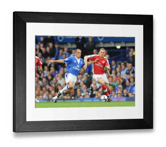 Framed Print : Thomas Vermaelen (Arsenal) Leon Osman (Everton)