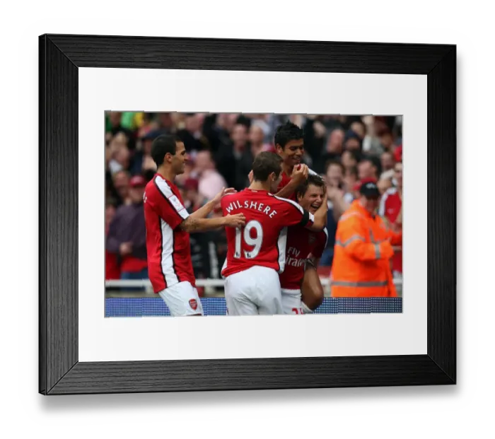 Framed Print : Andrey Arshavin celebrates scoring his and Arsenal s