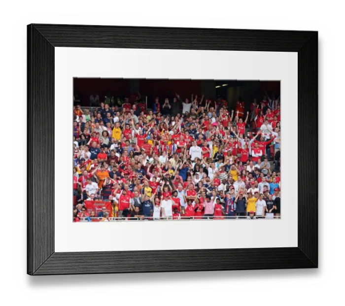 Framed Print : Arsenal Fans Celebrate 3:0 Victory over Rangers in the Emirates Cup Framed Print : Arsenal Fans Celebrate 3:0 Victory over Rangers in the Emirates Cup