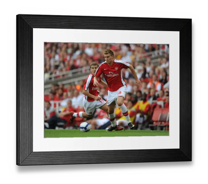 Framed Print : Nicklas Bendtner's Goal: Arsenal's 3-0 Triumph over Rangers at Emirates Cup Day 2
