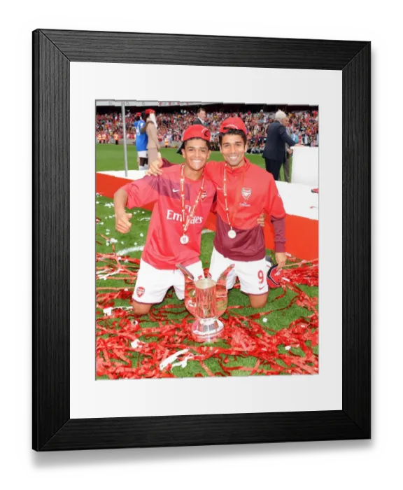 Framed Print : Denilson and Eduardo (Arsenal) with the Emirates Cup Framed Print : Denilson and Eduardo (Arsenal) with the Emirates Cup