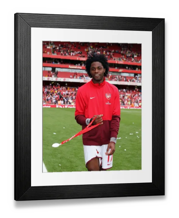 Framed Print : Alex Song (Arsenal) with his Emirates Cup medal Framed Print : Alex Song (Arsenal) with his Emirates Cup medal