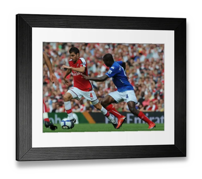 Framed Print : Arsenal's Fabregas Overpowers Mokoena as Gunners Thrash Portsmouth 4-1 Framed Print : Arsenal's Fabregas Overpowers Mokoena as Gunners Thrash Portsmouth 4-1