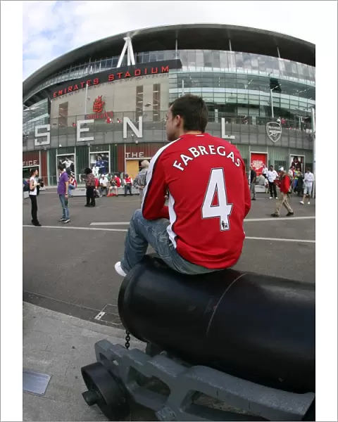 Arsenal fan outside the stadium