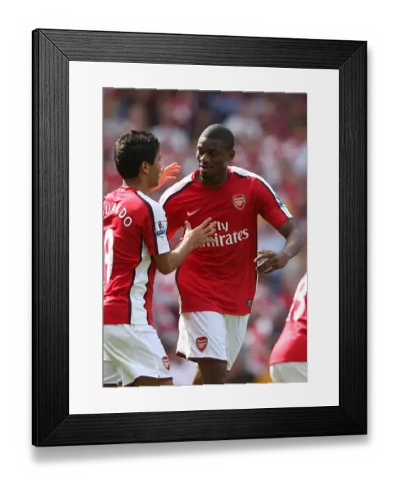 Framed Print : Abou Diaby celebrates scoring his and Arsenals 1sr goal with Eduardo