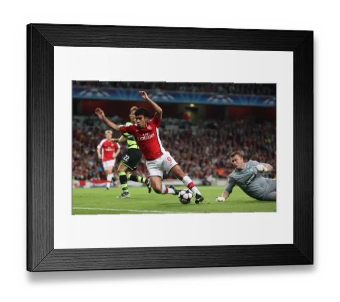 Framed Print : Eduardo (Arsenal) goes down under a challenge from Artur Boruc Framed Print : Eduardo (Arsenal) goes down under a challenge from Artur Boruc