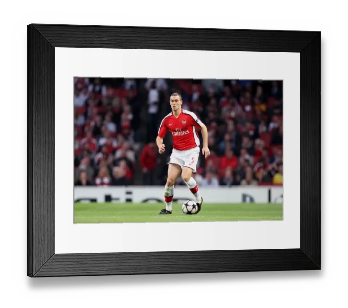 Framed Print : Thomas Vermaelen Celebrates Arsenal's 3:1 Victory Over Celtic in the UEFA Champions League Qualifier (2009)