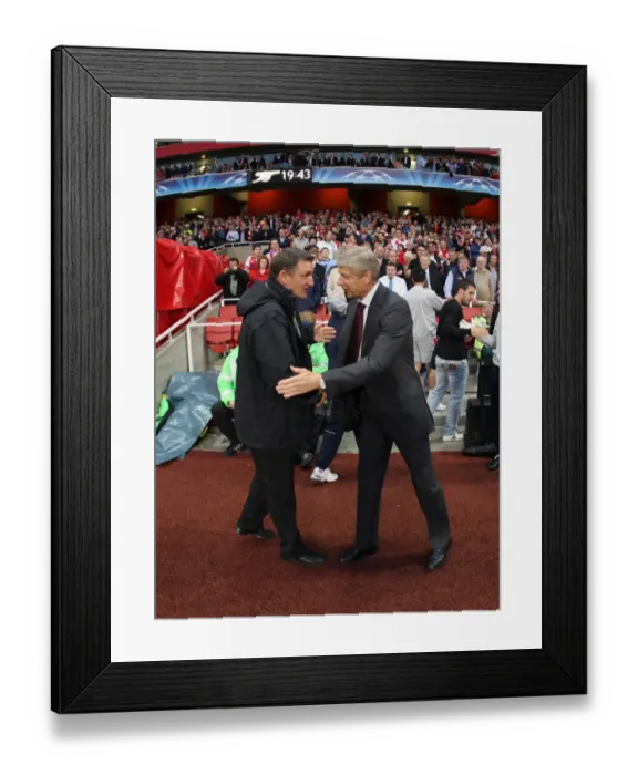 Framed Print : Arsene Wenger the Arsenal Manager shakes hands with Framed Print : Arsene Wenger the Arsenal Manager shakes hands with