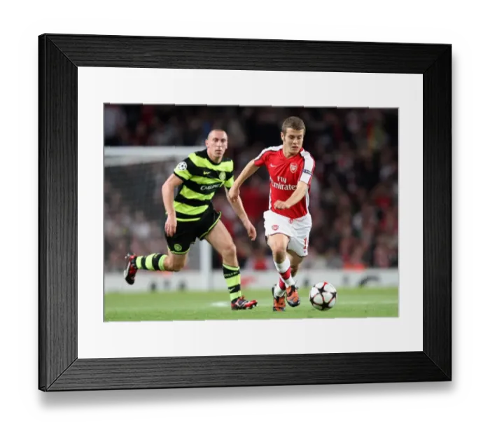 Framed Print : Thrilling Arsenal Victory: Jack Wilshere's Dominance Over Scott Brown in the UEFA Champions League Clash - Arsenal 3:1 Celtic