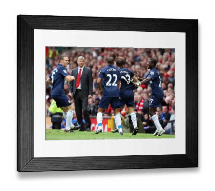 Framed Print : Arshavin's Strike: Arsenal's Triumph Over Manchester United in the Premier League (2009) - Arshavin, Clichy, Eboue, Vermaelen, Wenger Celebrate