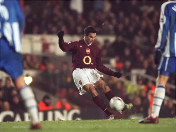 Robin van Persie's Free Kick: Arsenal's Thrilling Comeback against Wigan Athletic in Carling League Cup Semifinal, Highbury, 2005