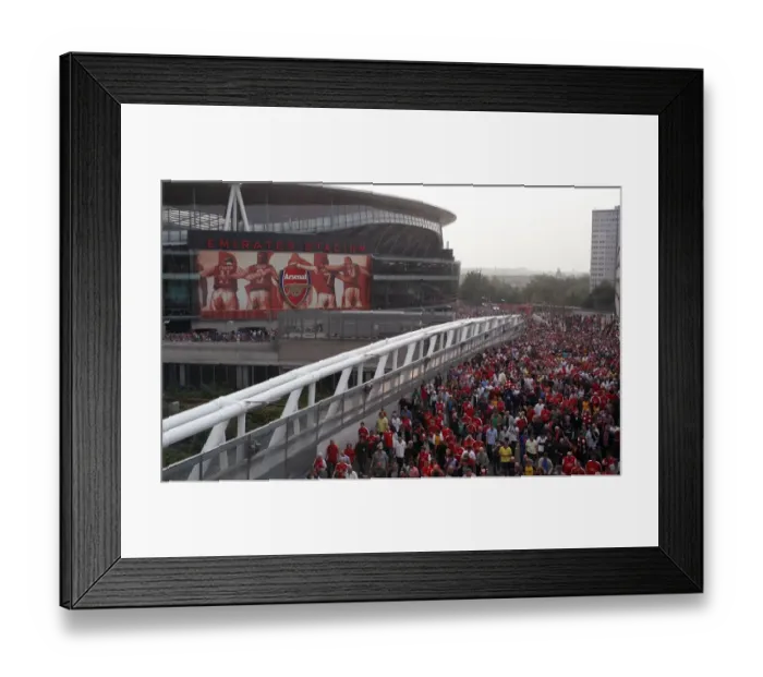 Framed Print : Arsenal 4-0 Wigan Athletic: Jubilant Fans Exit Emirates Stadium