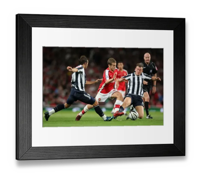 Framed Print : Jack Wilshere (Arsenal) Filipe Teixeira and Somin Cox (WBA)