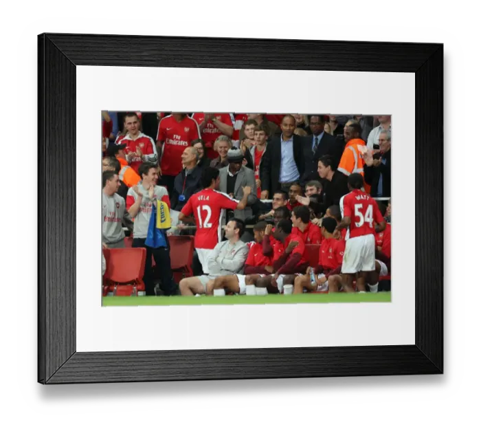 Framed Print : Carlos Vela celebrates scoring Arsenals 2nd goal with Samir Nasri Framed Print : Carlos Vela celebrates scoring Arsenals 2nd goal with Samir Nasri