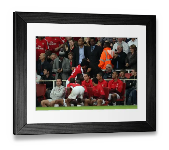Framed Print : Carlos Vela and Samir Nasri: Arsenal's Unstoppable Duo Celebrates 2-0 Over West Brom in Carling Cup