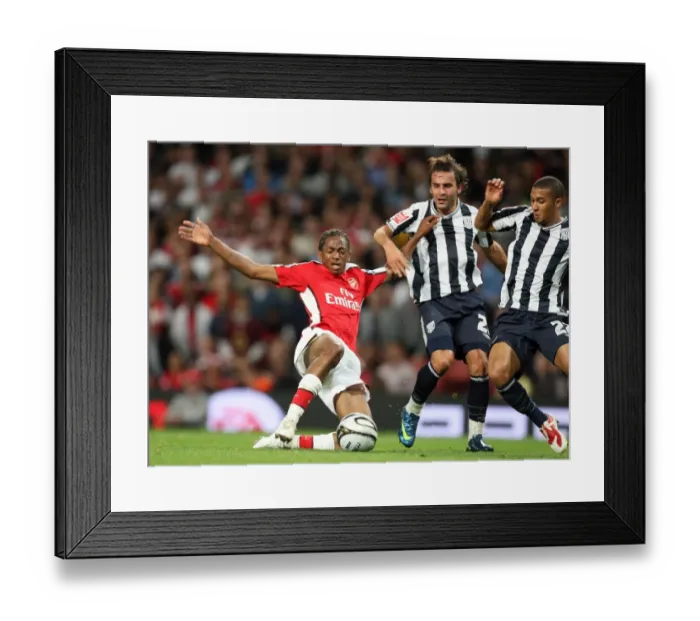Framed Print : Sanchez Watt (Arsenal) Flipe teixeira and Gianni Zuiverloon (WBA)