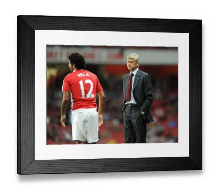 Framed Print : Arsene Wenger the Arsenal Manager with Carlos Vela Framed Print : Arsene Wenger the Arsenal Manager with Carlos Vela