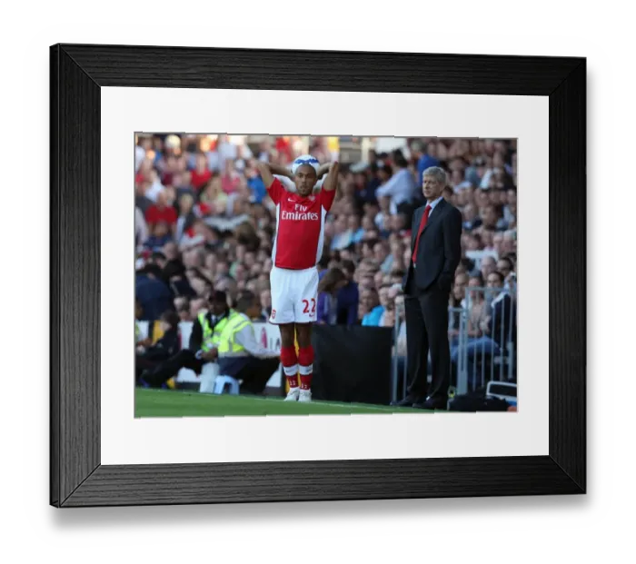 Framed Print : Gael Clichy (Arsenal) and Arsene Wenger the Arsenal Manager