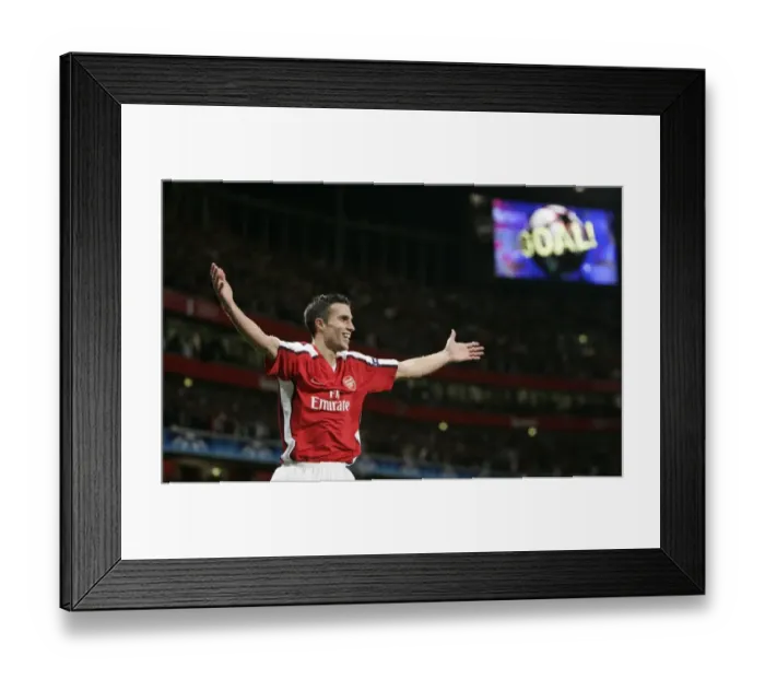 Framed Print : Robin van Persie's Thrilling Goal: Arsenal's 2-0 Lead in Champions League Framed Print : Robin van Persie's Thrilling Goal: Arsenal's 2-0 Lead in Champions League