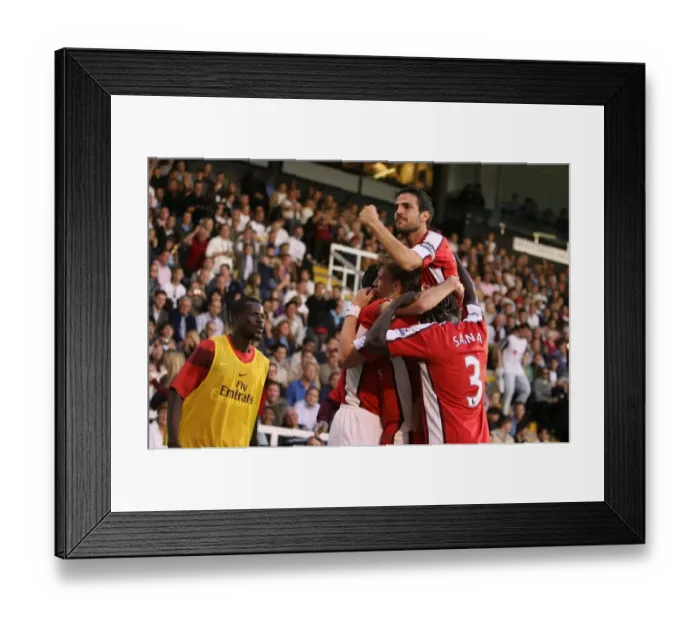 Framed Print : Cesc Fabregas Euphoric Celebration: Robin van Persie's Game-Winning Goal for Arsenal vs. Fulham, Barclays Premier League, 2009 Framed Print : Cesc Fabregas Euphoric Celebration: Robin van Persie's Game-Winning Goal for Arsenal vs. Fulham, Barclays Premier League, 2009