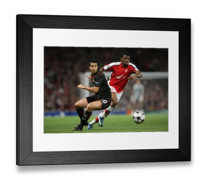 Framed Print : Abou Diaby vs Dudu: Arsenal's Double Victory over Olympiacos in UEFA Champions League Group H, Emirates Stadium, 29 / 9 / 2009
