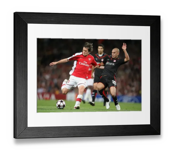 Framed Print : Tomas Rosicky (Arsenal) Cristian Ledesma (Olympiacos)