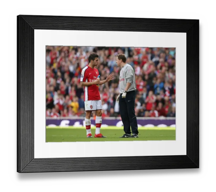 Framed Print : Cesc Fabregas with Arsenal physio Colin Lewin