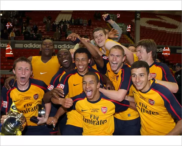 The Arsenal team celebrate winning the FA Youth Cup