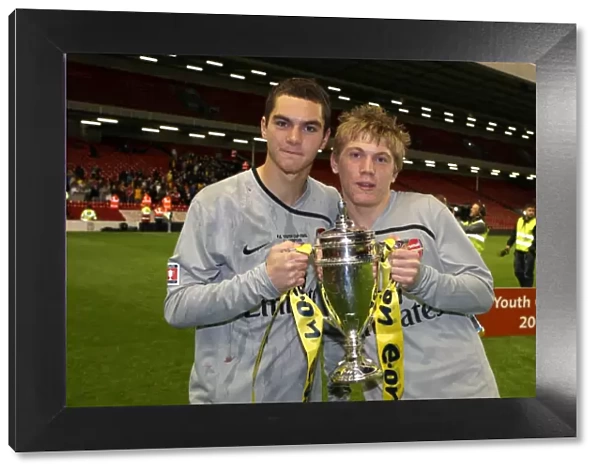 Arsenal's James Shea and Charlie Mann Celebrate FA Youth Cup Victory over Liverpool