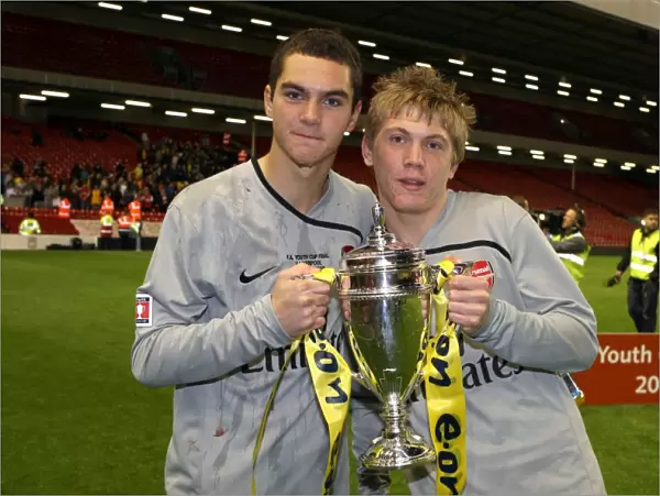 Arsenal's James Shea and Charlie Mann Celebrate FA Youth Cup Victory over Liverpool