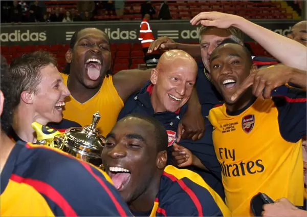 Arsenal Youth Physio Jon Cooke celebrates with the team