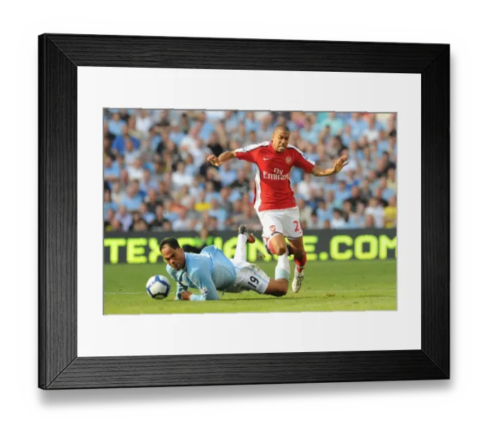 Framed Print : Clash of Titans: Gael Clichy vs Joleon Lescott in Manchester City's 4:2 Victory over Arsenal, 2009 Framed Print : Clash of Titans: Gael Clichy vs Joleon Lescott in Manchester City's 4:2 Victory over Arsenal, 2009
